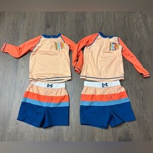 Two x2T Wonder Nation Orange&Blue Rashguard Swim Set. Exclnt cdt. 15% off w2+bdl